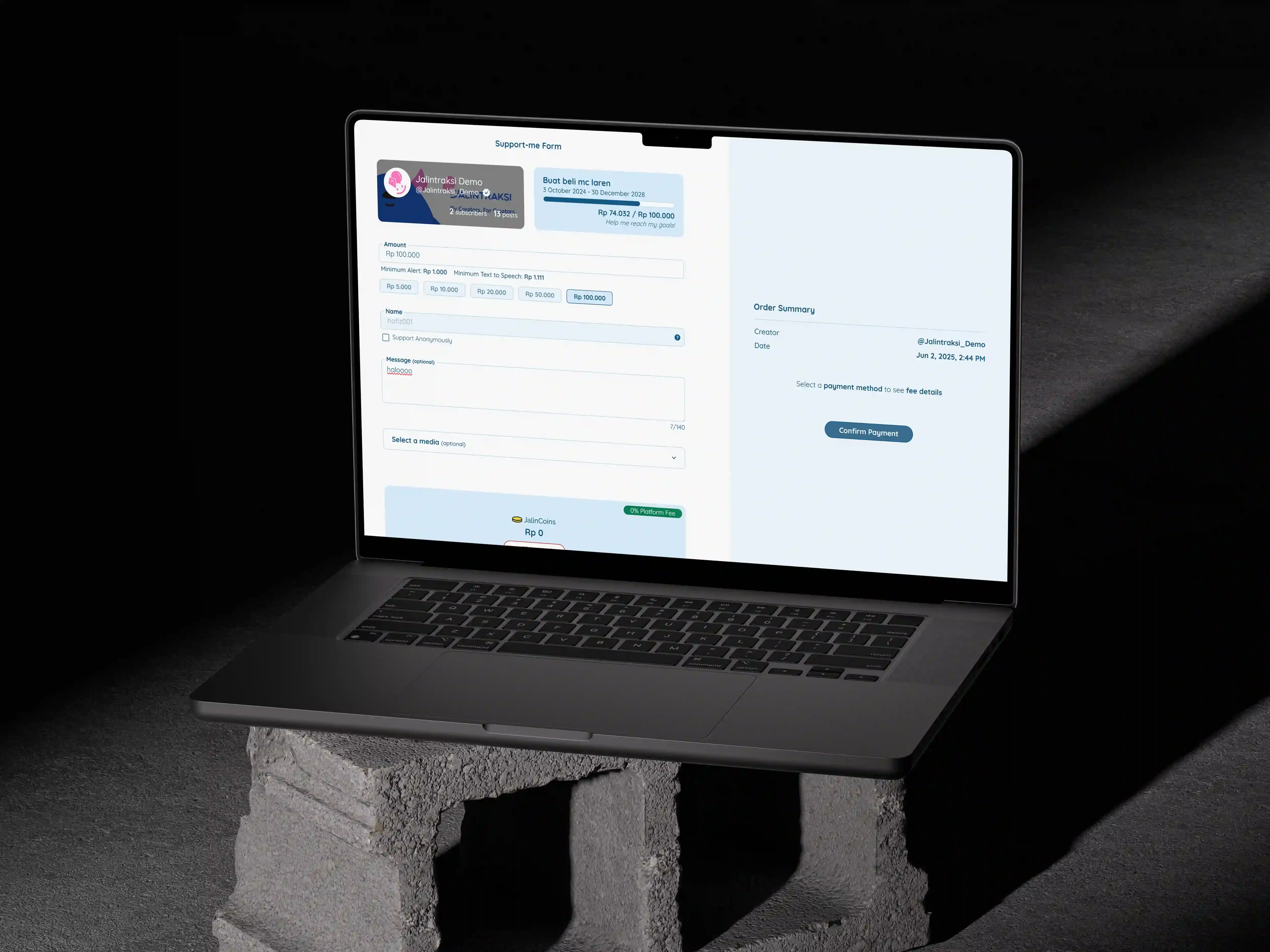 Payment page
