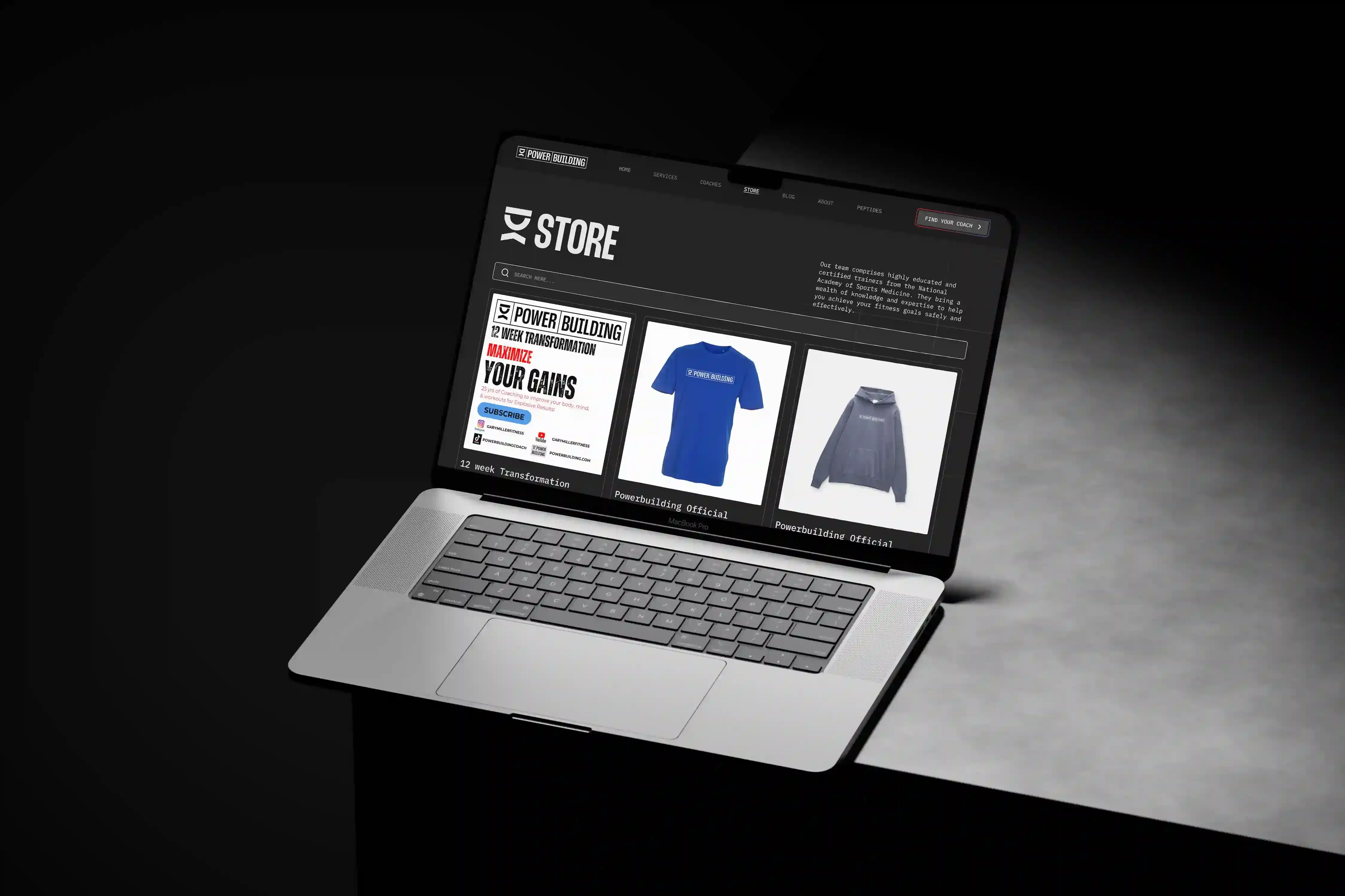 Store showing products and services